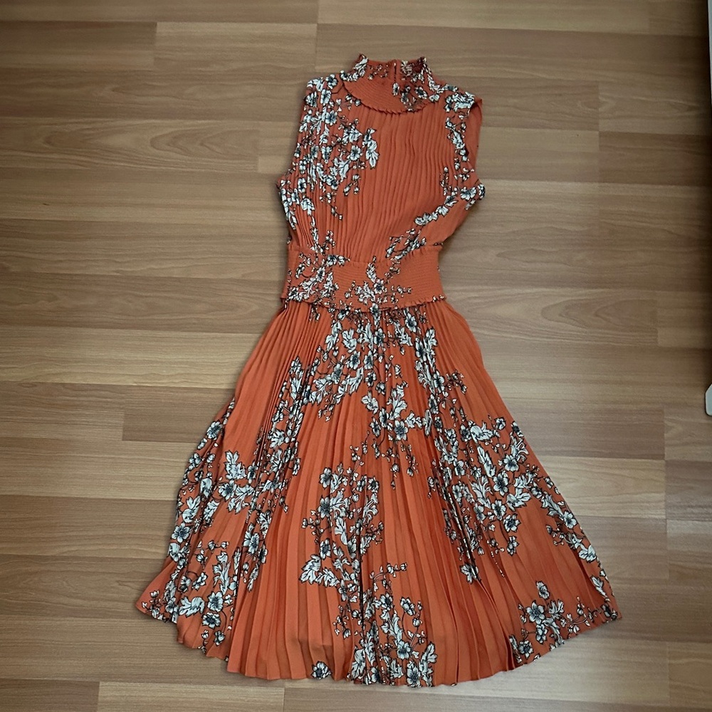 Nanette Lepore Orange Floral Midi Dress